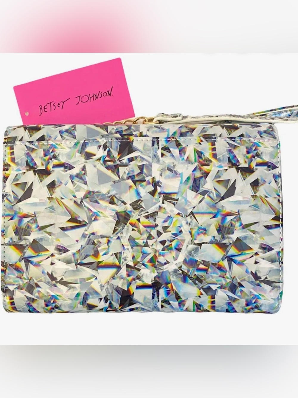 Betsey Johnson Diamond Sparkle Prismatic Geometric Diamond Wallet Crossbody Bag - Picture 2 of 5